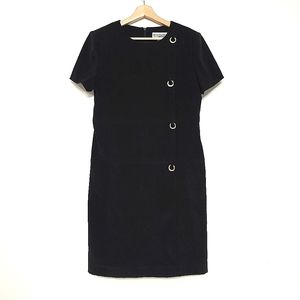 Jessica Howard Vintage 90s Black Midi with Gold Rings Dress, size 12